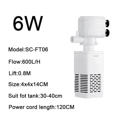 3 in 1 Aquarium Filter Pump Silent Fish Tank Submersible Air Oxygen Aerator Aquarium Air Pump Water Changer Pump Wave Maker 220v