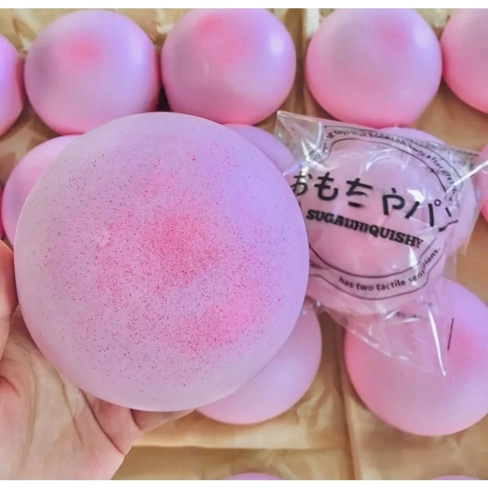 Squishy Simulated Pink Buns Squeeze Toy Soft Stress Relief Slow Rising Sensory Fidget for Anxiety ADHD Autism Gifts for Kids