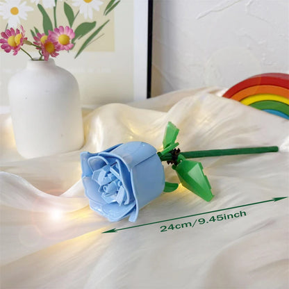 KNEW BUILT 3D Rose Building Blocks Toys-Everlasting Love,Perfect Valentine's Gift ,DIY Flower Home/Desk Decor,Simple Assembly