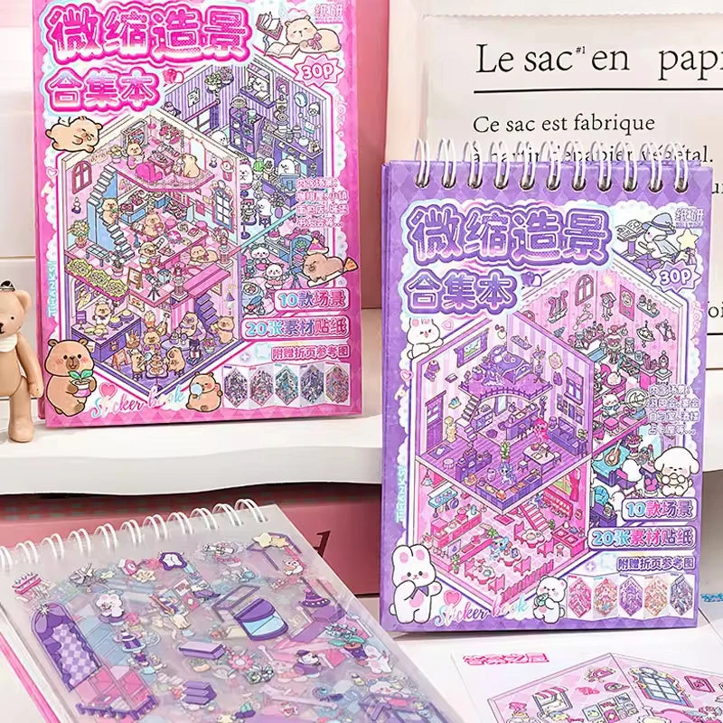 Mr.Paper 30Pcs 3D Miniature Scene Stickers, Layered Diorama Decals for Journal Scrapbooking, Puzzle Craft DIY Stress Relief