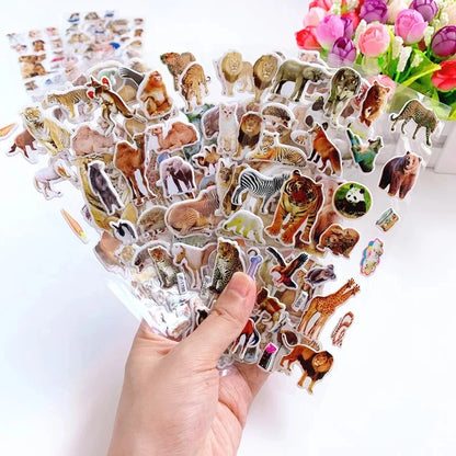 10 Sheets 3D Puffy Stickers Animals Bulk Stickers Scrapbook Decoration Birthday New Year Christmas Gifts for Kids Boys Girls