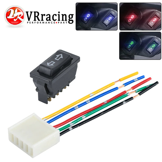 Universal Auto Car Power Window Switch Lifting Switch 5 Pin DC 12V 20A Blue/Red Light Color And Harness
