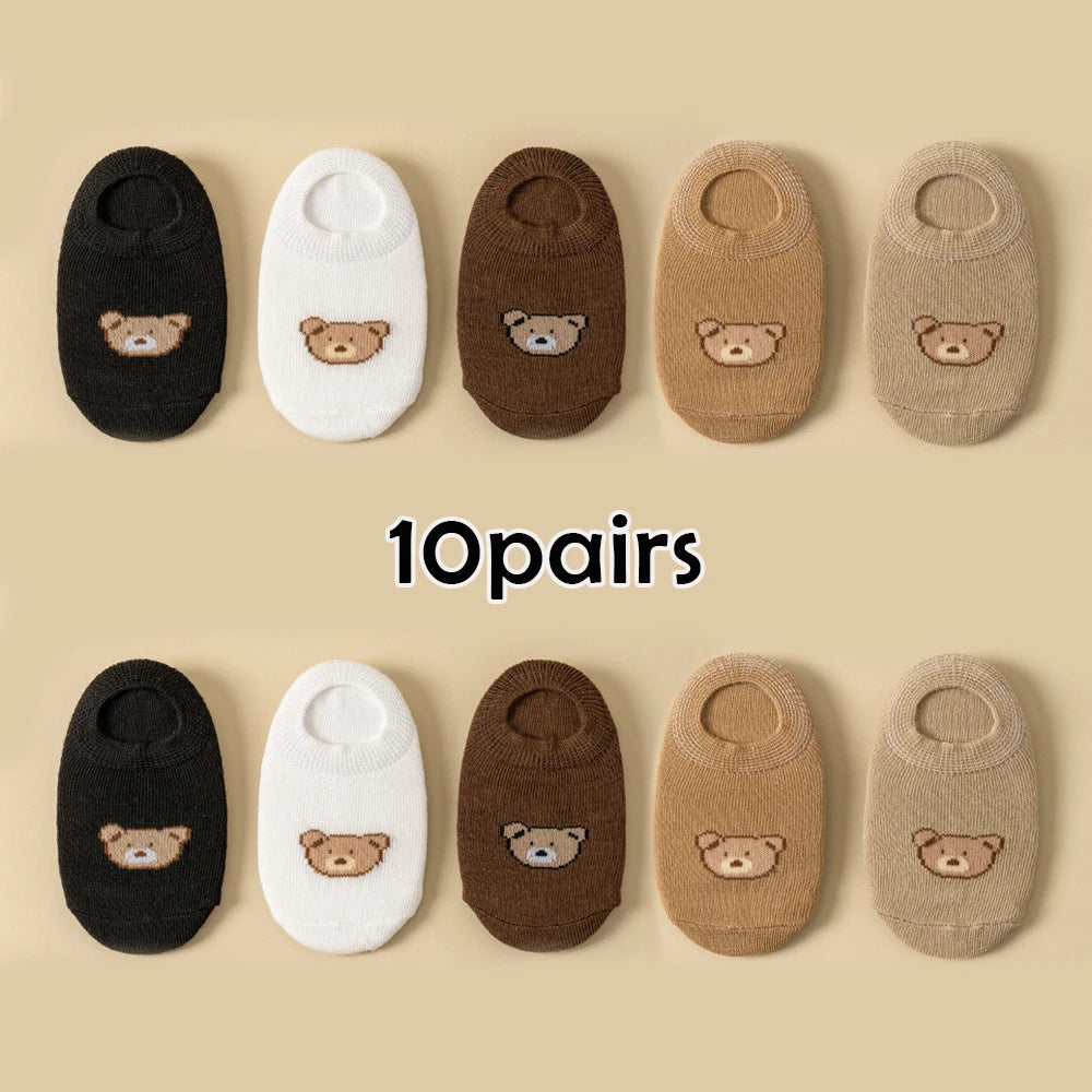 5/10pairs Baby Socks Toddler Low-cut Ankle Socks Cute Cartoon Bear Pattern Socks Boys and Girls aged 0-5 all season collection