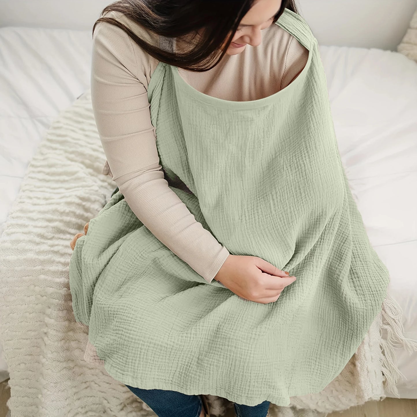 1 pc Nursing Cover Cloth - Outdoor Breastfeeding Shawl, Anti-Exposure Gauze Feeding Cover-up, Breathable Nursing Scarf for Mater