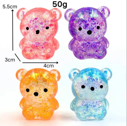 Cute Cartoon Glitter Colorful Bear Slow Rebound Squishy Toy, Super Soft Squeeze Fidget for Adult Stress Anxiety Relief & Gift