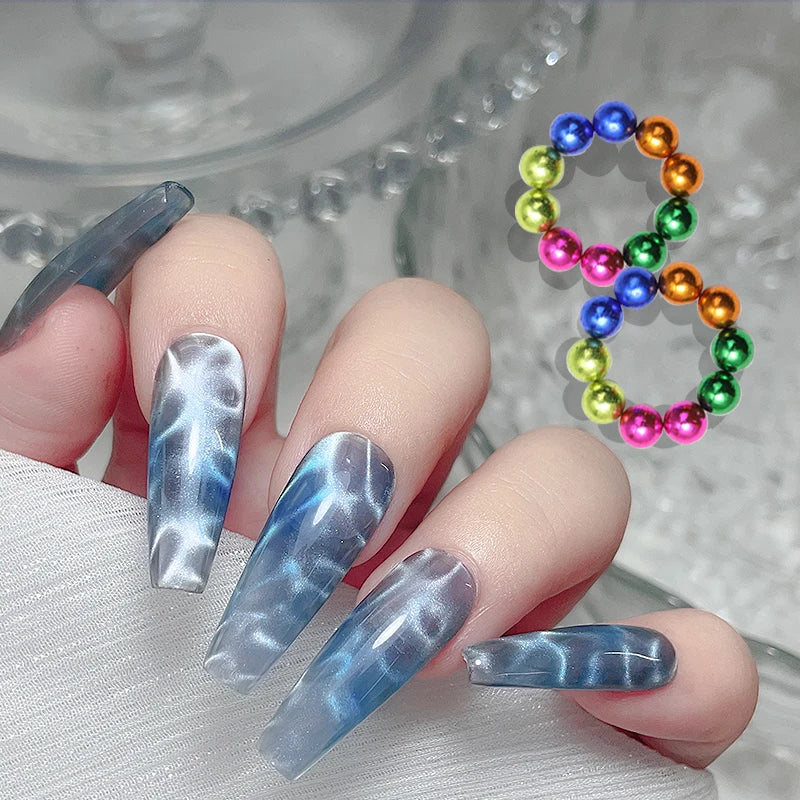 10pcs/20pcs Water Ripple Cat Eye Magnetic Gel Beads Multifunctional Nail Art Flower Carving Cat Magnet DIY Nail Art Design Tool