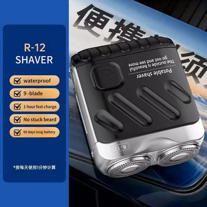 Men Mini Electric Shaver Dual Head Waterproof Type-C Rechargeable Shaver Travel Rotary Razor Portable Hair Beard Trimmer Tool