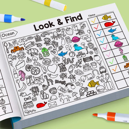 Children's Search for Items Game, Enhance Visual Perception, Fun Coloring Book, Focus and Attention, Handwriting Exercise Book