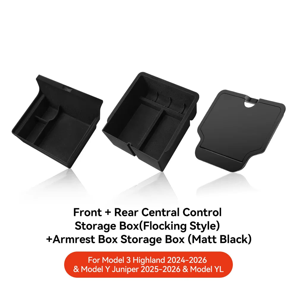 YZ For Tesla Model 3 Highland 2024 Model Y Juniper 2025 Storage Box Center Armrest Hidden Box Cup Holder Organizer Accessories