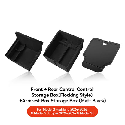 YZ For Tesla Model 3 Highland 2024 Model Y Juniper 2025 Storage Box Center Armrest Hidden Box Cup Holder Organizer Accessories