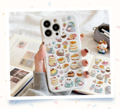 3 pcs/6 pcs Sweet Candy Pets Cat Coffee Cakes Flash Puffy 3D Stickers Scrapbooking Diy Diary Stationery Stickers School Supplies