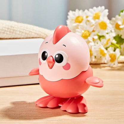 Clockwork toy chick on chain can walk cute animals