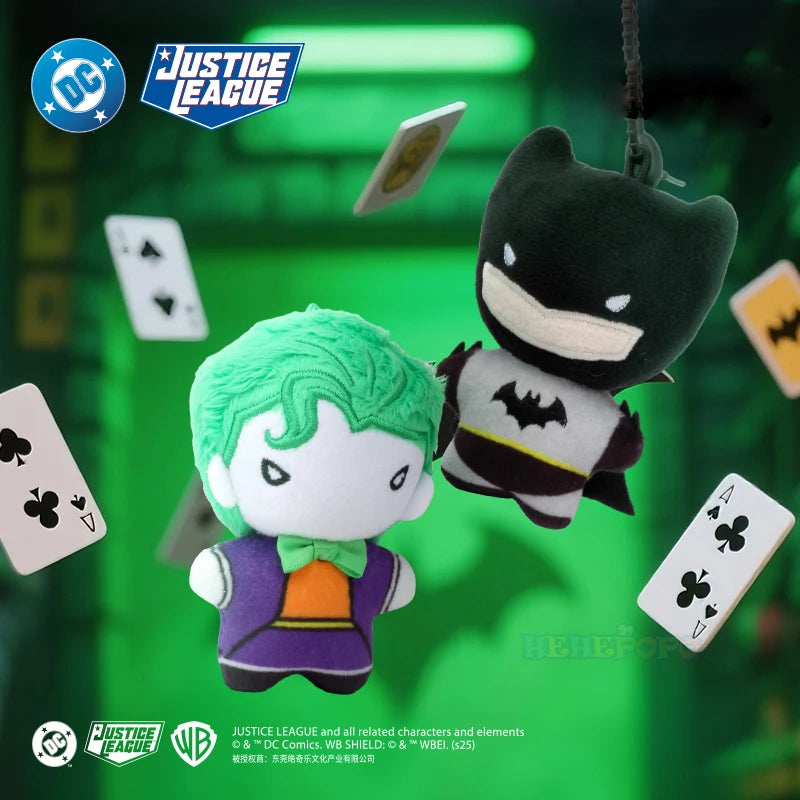 9cm Soft Plush Keychain DC Justice League Batman Superman Harley Quinn Joker Cute Cartoon Movie Dolls Creative Christmas Gifts