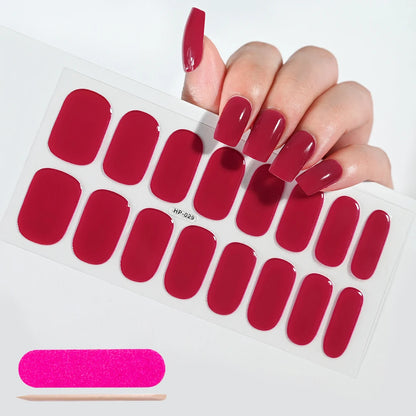 Semi Cured Wraps Fast Gel Nail Sticker Soild Nail Gel Wraps Adhesive Full Cover Gel Nail Decal UV Lamp Cured Manicure Decoration