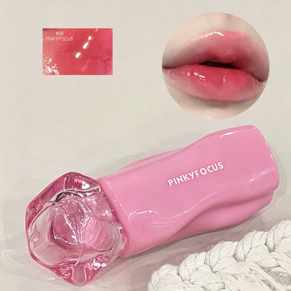 Pinkyfocus Glossy Mirror Lip Gloss Hydrating Juicy Nude Lip Tint Long Lasting Daily Natural Makeup for Spring Summer