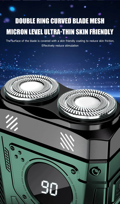 Men's Magnetic Double Blade Electric Shaver for Men Mecha Punk Style Rechargeable Shaver Powerful Beard Trimmer Razor Knife