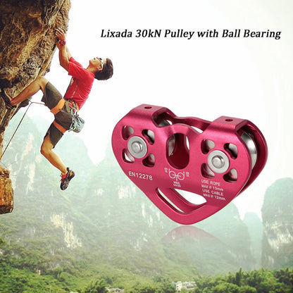 Lixada 30kN Cable Trolley Pulley with Ball Bearing Climbing Caving Aloft Work Rescue