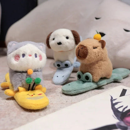 Capybara Slap Snap Wrap Capibara Plushie Wristband Bracelet Kawaii Cute Dog Cat Plush Toy Hand Ring Creative Funny Gift
