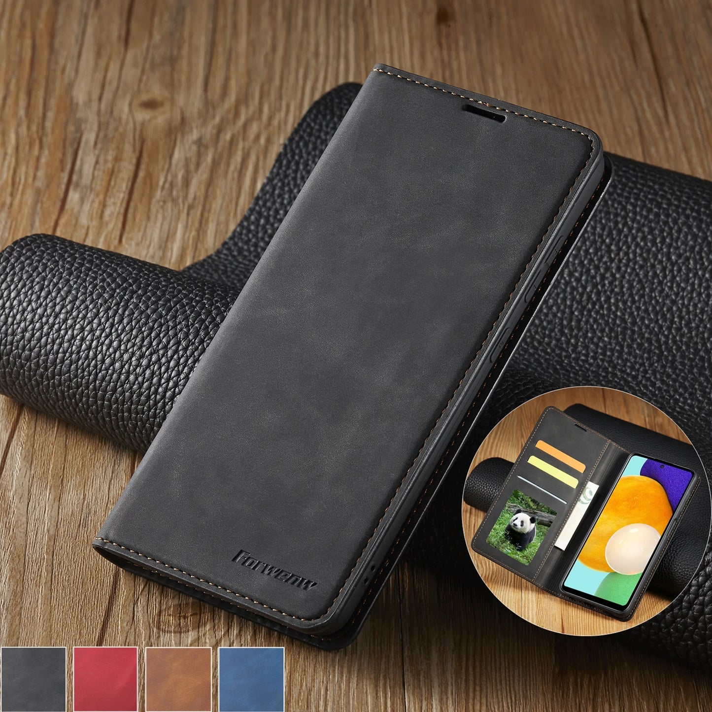 Leather Phone Case For Samsung S26 S25 edge S24 S23 FE S22 Ultra S21 S20 S10 Plus Note 20 10 9 Magntic Flip Card Wallet Cover
