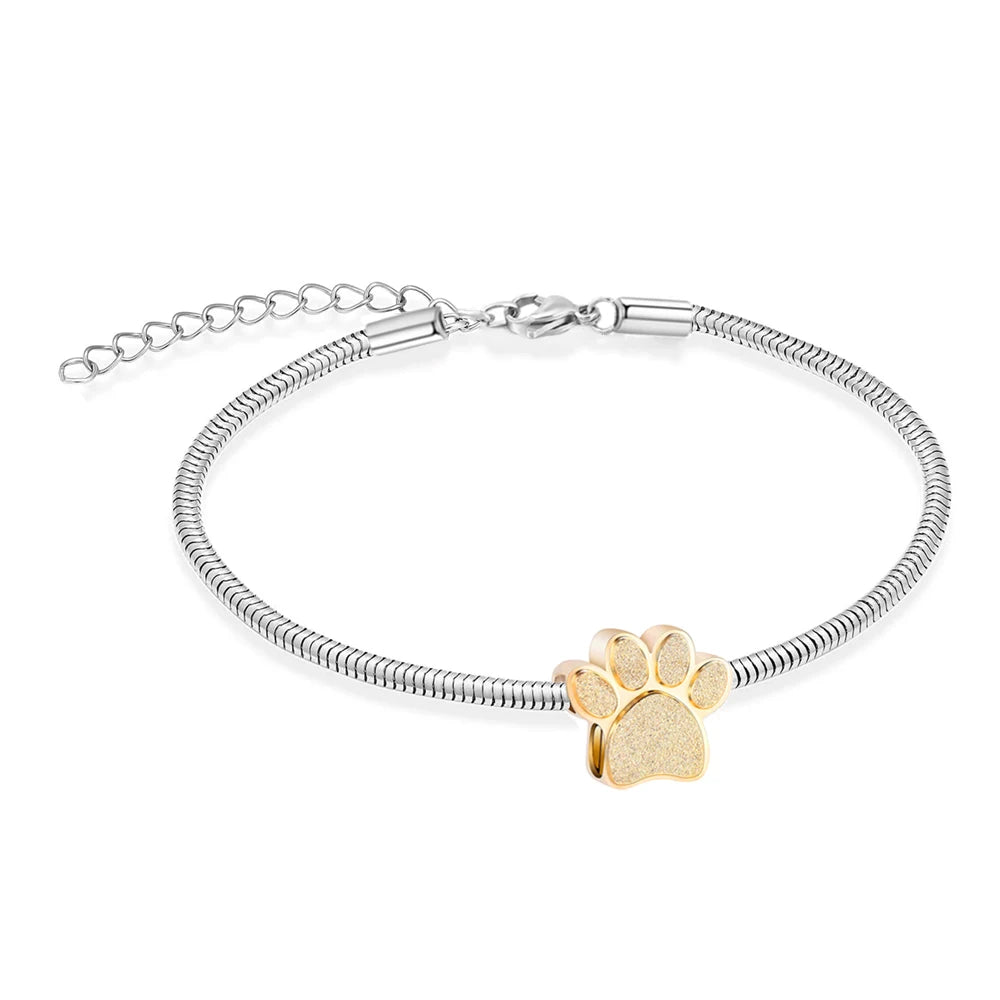 Cremation Jewelry Stainless Steel Adjustable Bangle Memorial Paw Print  Bracelets Ash Holder for Pet Keepsake Jewelry