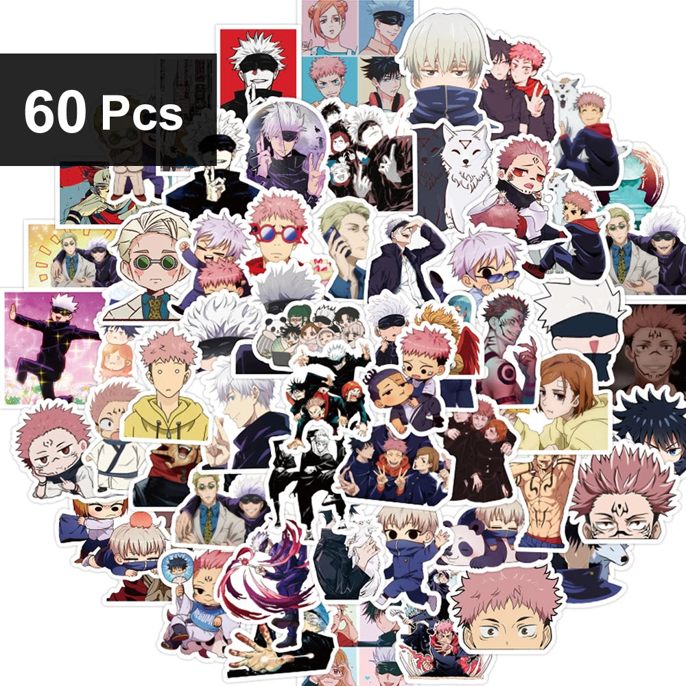 30/60/180pcs Cartoon Jujutsu Kaisen Stickers Cute Decals Toy Stationery Guitar Phone Bicycle Laptop Luggage Car Graffiti Kids