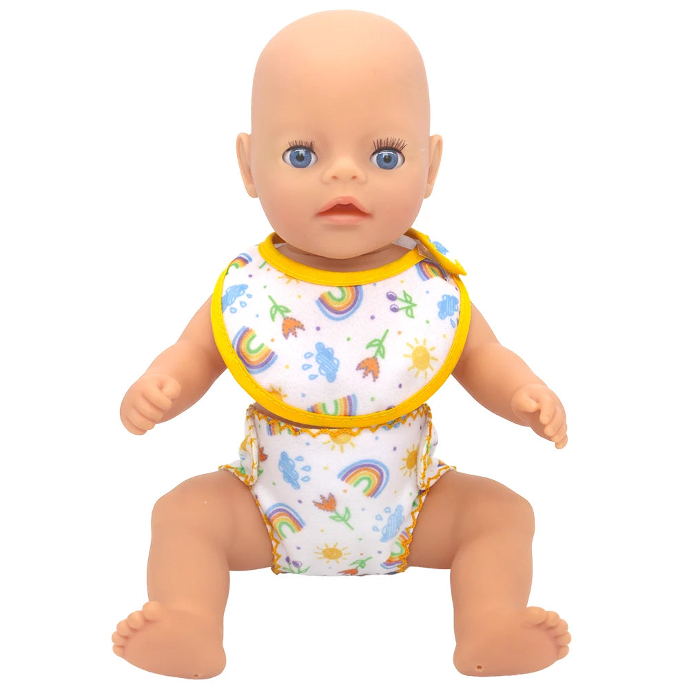 2pcs Doll Diapers Doll Underwear for 14-18 Inch Baby Dolls and Other Similar Dolls 43cm Baby Born Doll Underwear Doll Bibs