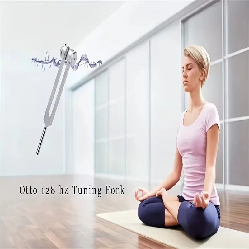 Miwayer 128Hz Tuning Fork for Sound Therapy Stress Reduction Otoacoustic Emission Testing and Ear (Mallet&Wrench Include)