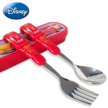 DisneyCarLightning McQueen cutlery Set Animated Cartoon 304 stainless steel fork and spoon Box 3D children's Christmas gift toys