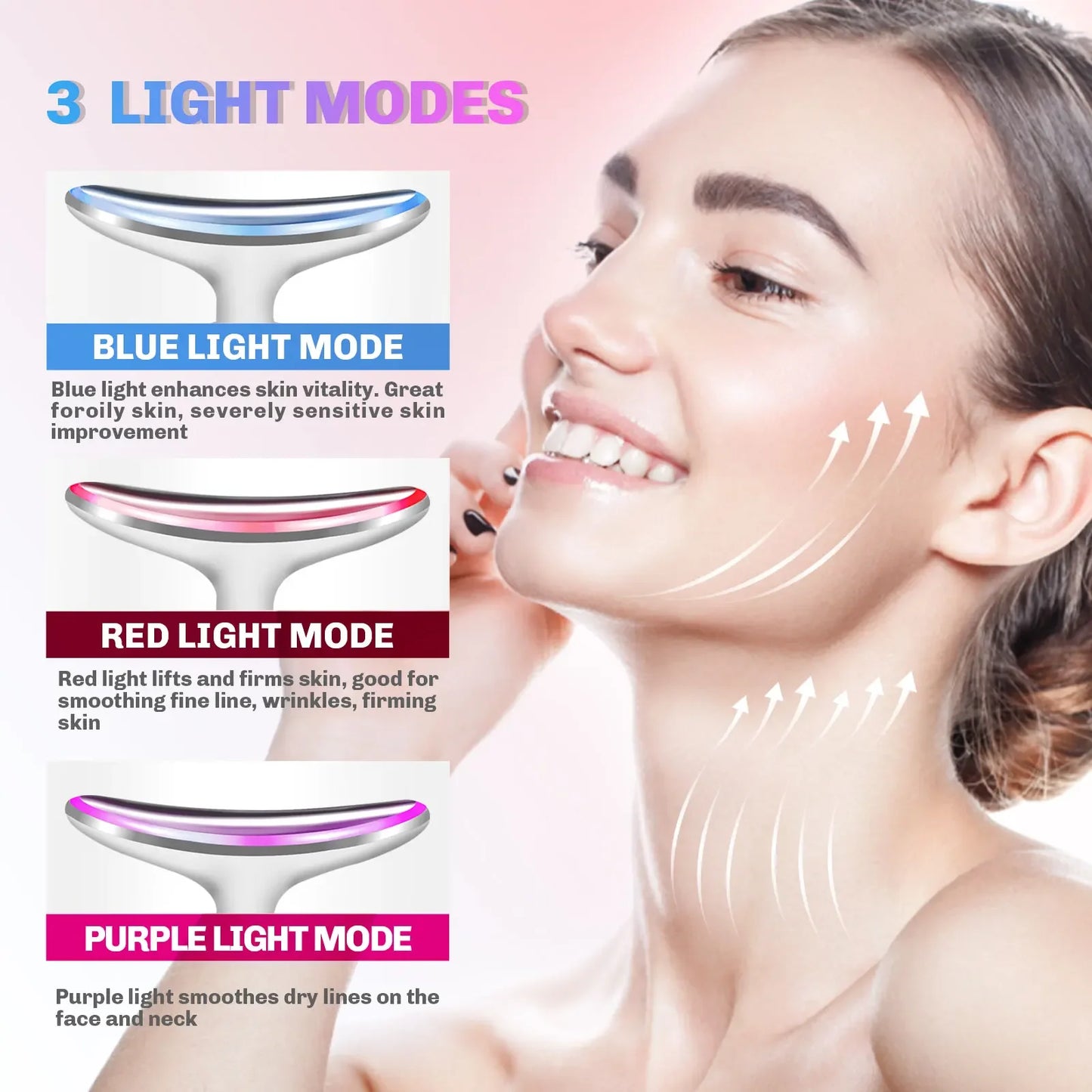 EMS Beauty Neck Instrument Microcurrent Face Neck Beauty Device LED Photon Reduce Double Chin Anti Wrinkle Tightening Neck Skin