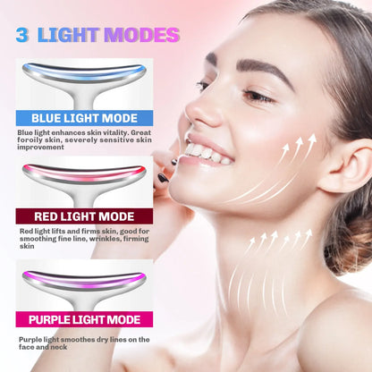 EMS Beauty Neck Instrument Microcurrent Face Neck Beauty Device LED Photon Reduce Double Chin Anti Wrinkle Tightening Neck Skin