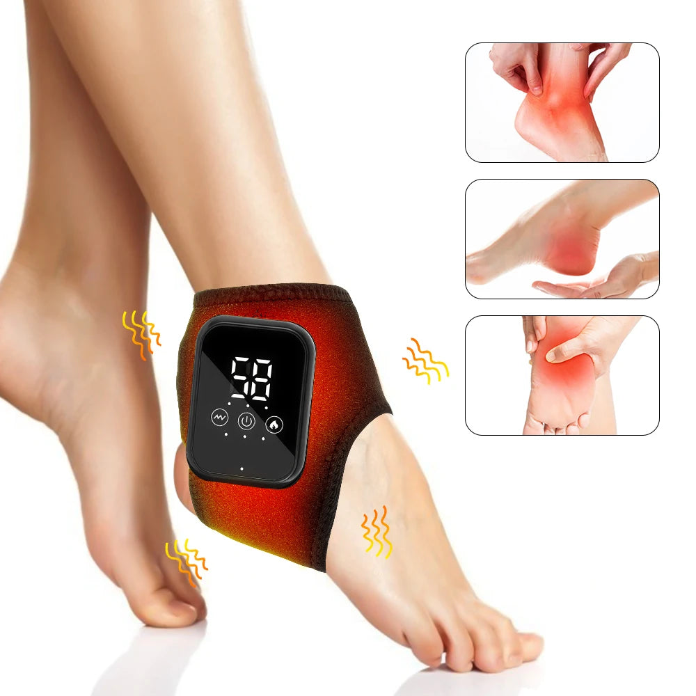 Cordless Heating Ankle Wrist Brace Vibration Massager Electric Hot Compress Massage Ankle Guard Wristband Hand Foot Protector