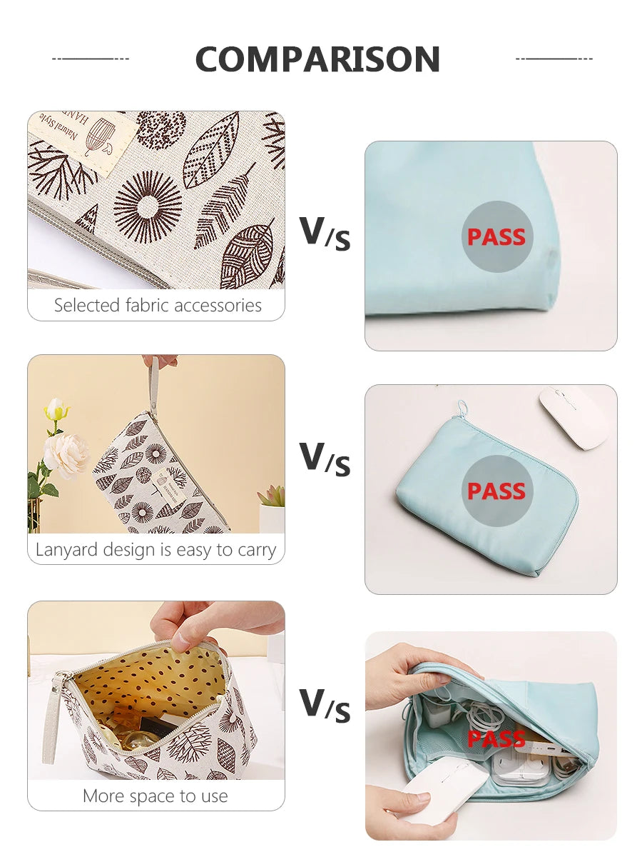 New Canvas Cosmetic Bags Zipper Opening Key Card Holder Cartoon Student Pencil Case Coin Purse Ladies Hand Portable Storage Bag