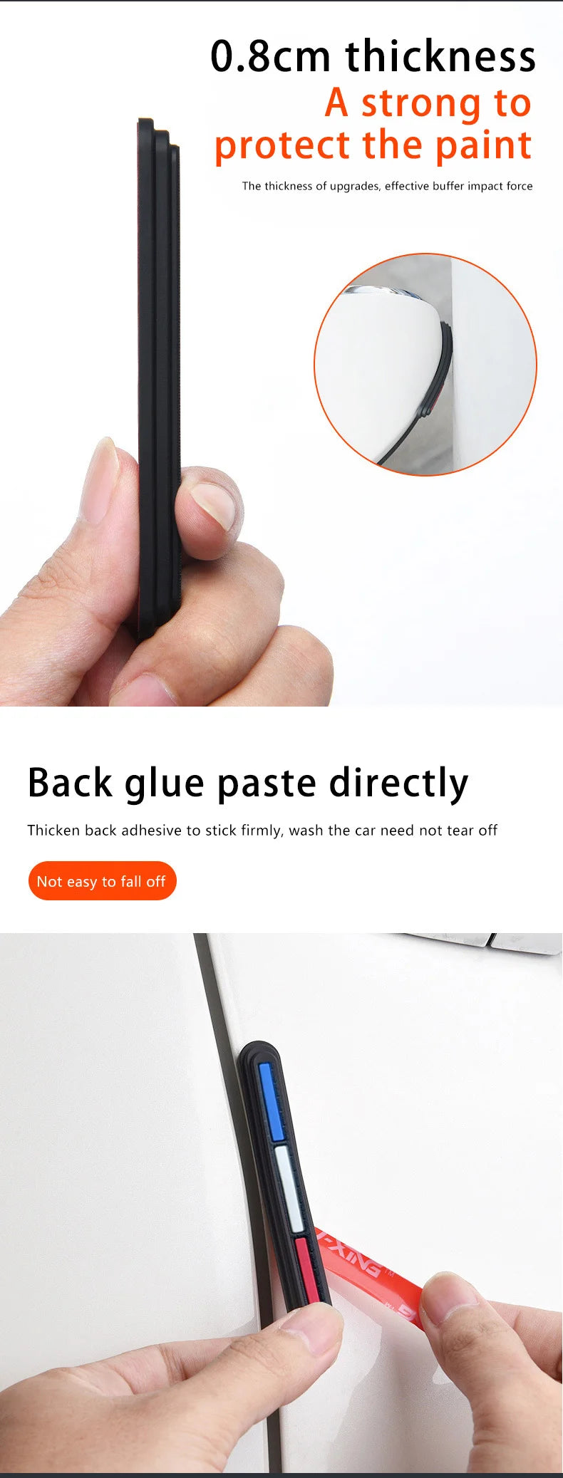 4pcs Car Rearview Mirror Door Protector Guard Edge Protector Buffer Trim Molding Protection Strip Car Auto Scratch Protector Bar
