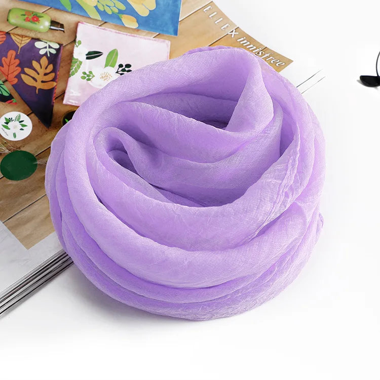 New 70X70cm Simulation Silk Scarves Women's Versatile Small Square Solid Chiffon Scarf Gauze Scarf Party Gift