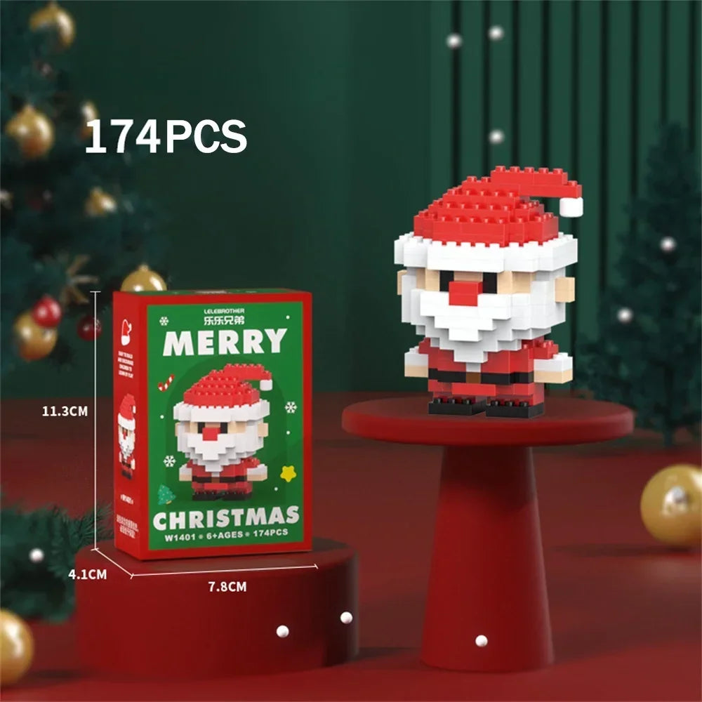 Christmas Gifts Micro Mini Building Blocks - Santa Claus, Christmas Tree, Reindeer, Snowman Train Elements Puzzle Assembling Toy