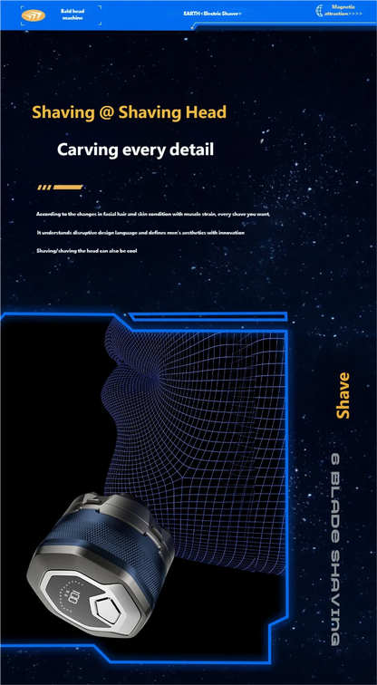 Electric Head Shaver for Bald Men 6D Magnetic Razor Hair Trimmer Rechargeable LED Waterproof Face Hair Cutting