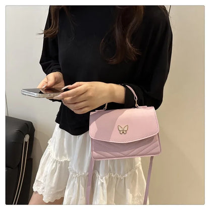 Lucky butterfly bag women's new fashion solid color simple texture trend beautiful casual shoulder messenger bag portable small