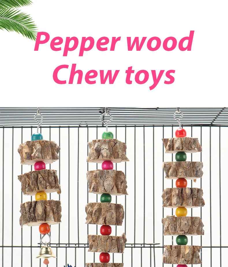 Natural Wooden Parrot Bird Toy Wood Parrot Chew Toy Chewing Cardboard Destroy Birds Toy Bird Cage Decoration Bird Supplies D9252