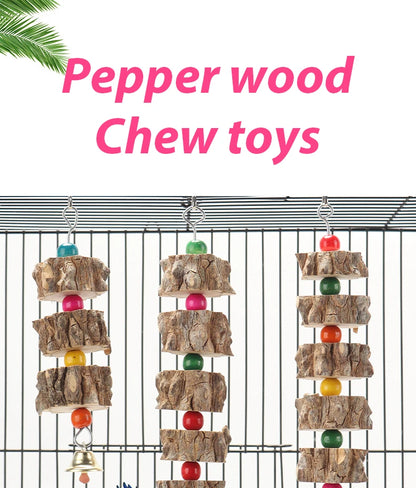 Natural Wooden Parrot Bird Toy Wood Parrot Chew Toy Chewing Cardboard Destroy Birds Toy Bird Cage Decoration Bird Supplies D9252