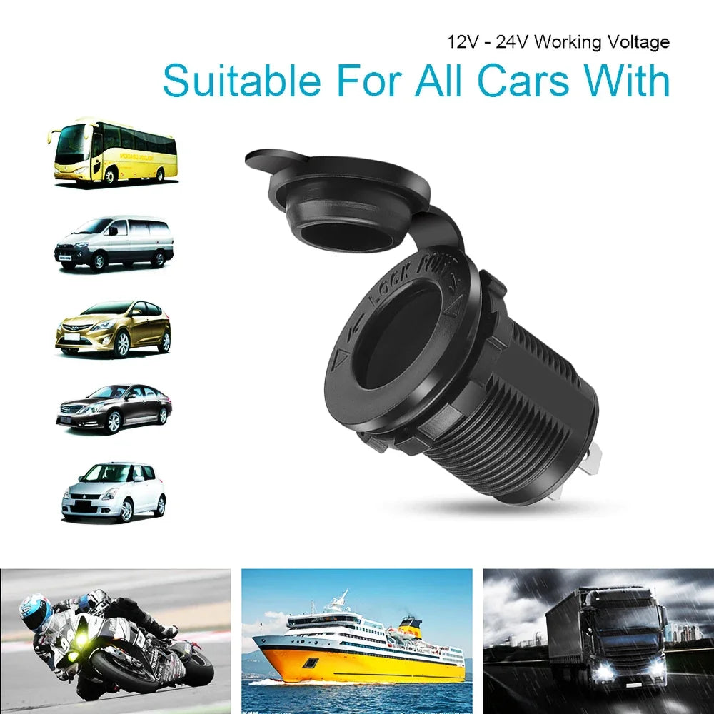 DIY 1/2/3 Holes Panel Waterproof Cigarette Lighter Socket Power Outlet Replacement Kits for Car Motorcycle Boat RV Truck 12V