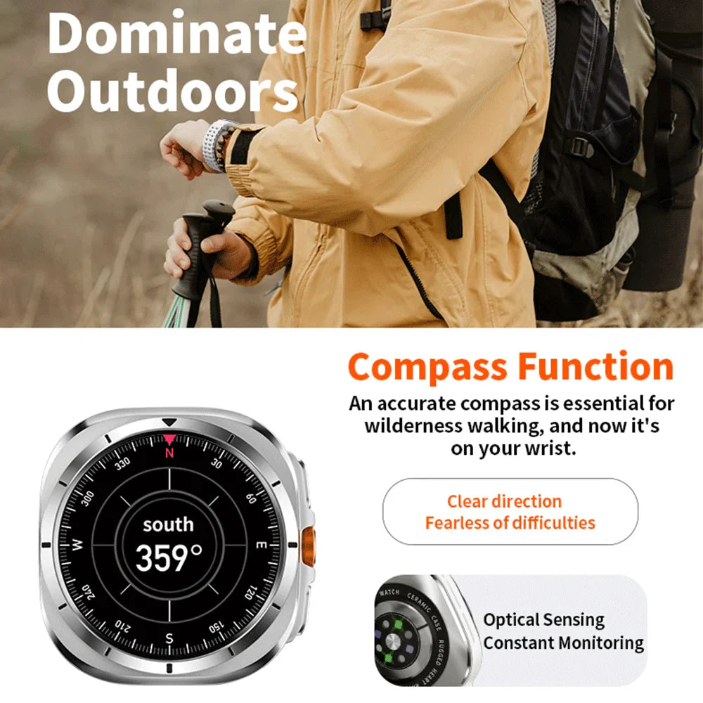 Smart Watch 8 Ultra 2025 Color Matching GPS Compass Smart Watch BT call NFC IP68 Waterproof 4GB Health monitoring Reduction 100%