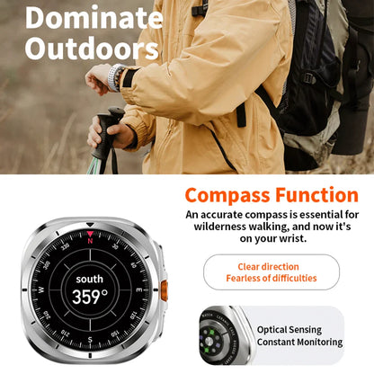 Smart Watch 8 Ultra 2025 Color Matching GPS Compass Smart Watch BT call NFC IP68 Waterproof 4GB Health monitoring Reduction 100%