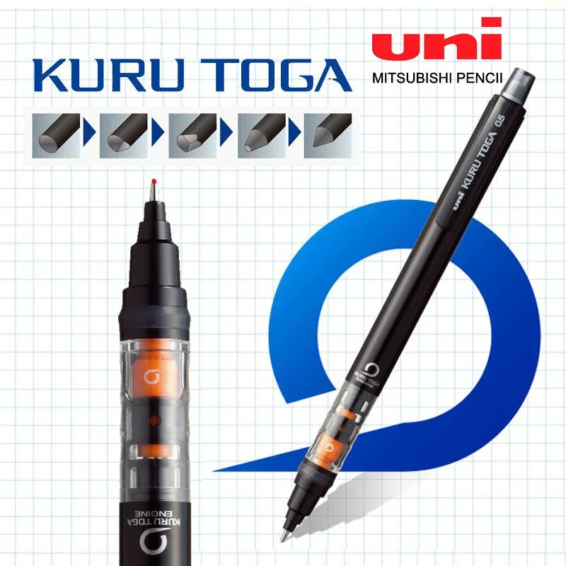 Janpan UNI Kuru Toga Mechanical Pencil M5-452 Drawing Pencil 0.5mm Low Center of Gravity Automatic Rotation School Supplies