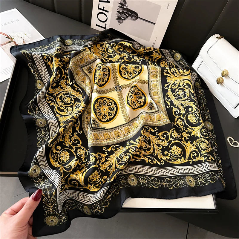 2025 New Fashion Luxury Printed Square Shawl Women 70x70cm Pashmina Silk Scarf Neck Headband Bandana