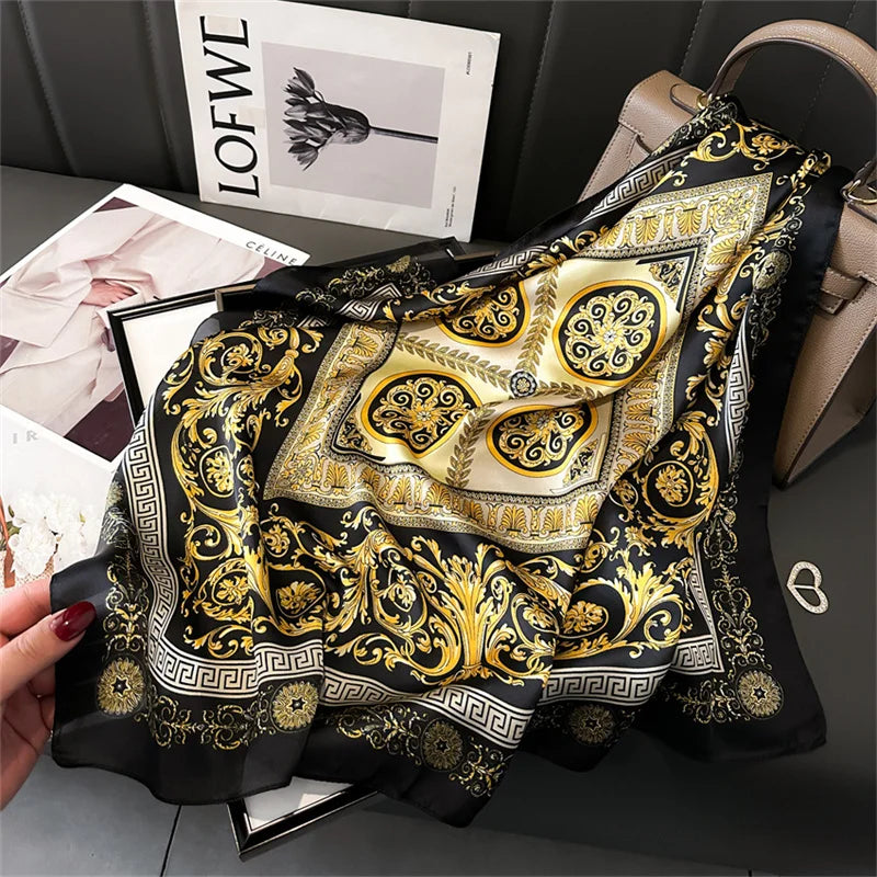 2025 New Fashion Luxury Printed Square Shawl Women 70x70cm Pashmina Silk Scarf Neck Headband Bandana