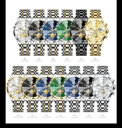 POEDAGAR Luxury Original Men Watch Waterproof Luminous Chronograph Man Wristwatch Stainless Steel Quartz Top Men's Watches Reloj