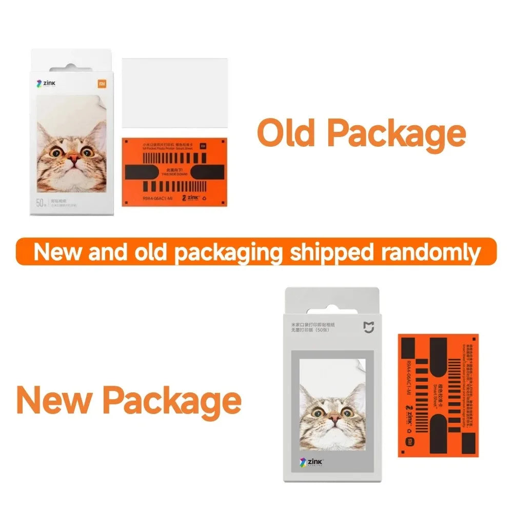 Original 100% Xiaomi ZINK Pocket Printer Paper Self-adhesive Photo Print 50pcs Sheets Xiaomi 3-inch Mini Pocket Photo Printer CN