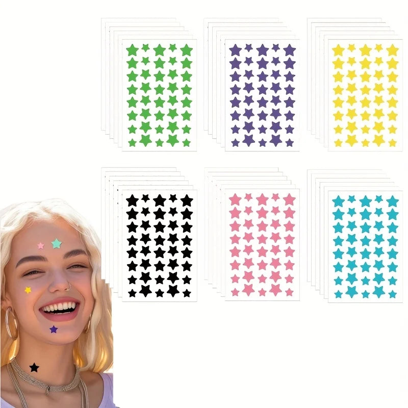 240 Count Superstar Hydrocolloid Pimple Patches - Cute Star-Shaped Cover, Colorful & Shiny, Fragrance-Free, Paraben-Free, Suitab
