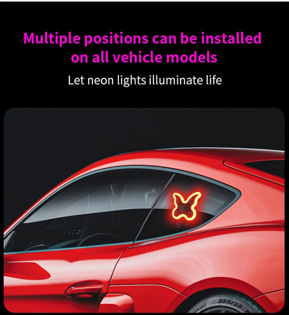 Universal Solar Atmosphere Light Heart-shaped Dynamic Gradient LED Fit Car Interior Ambient Light Decoration Accessory RGB