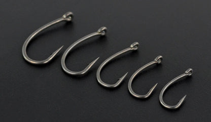 Hirisi 15x Carp Fishing Hooks With Eye Micro Barb High Carbon Steel Fish Hooks PTFE Coated Fishing Accessories X915
